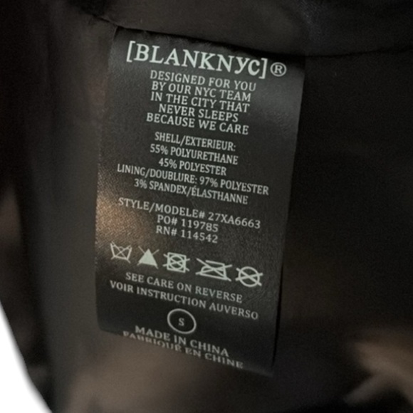 Like New Blank NYC Open Secret Faux Leather Moto Jacket Black Size Small - Picture 12 of 12